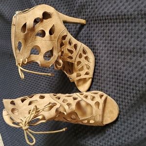 M&L , Mangosteen, brown, heeled, sandals, size 6